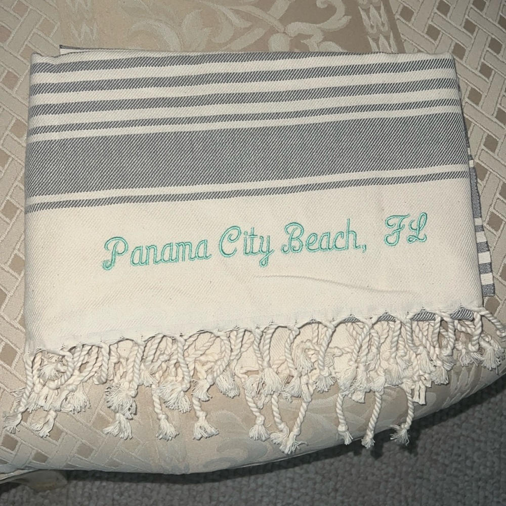 Panama City Beach, FL Cotton Kikoya Turkish Throw with Fringe - 68” L x 39” W